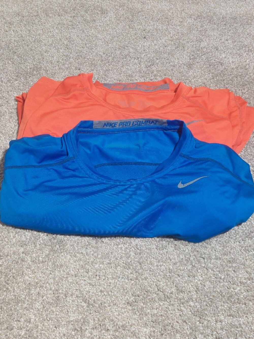 Nike pro combat compression shirts lot of two 1 orange 1 blue size XL